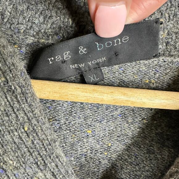 Rag & Bone Mens size XL 100% Wool Charcoal Gray Confetti Nelson Sweater - Picture 8 of 10